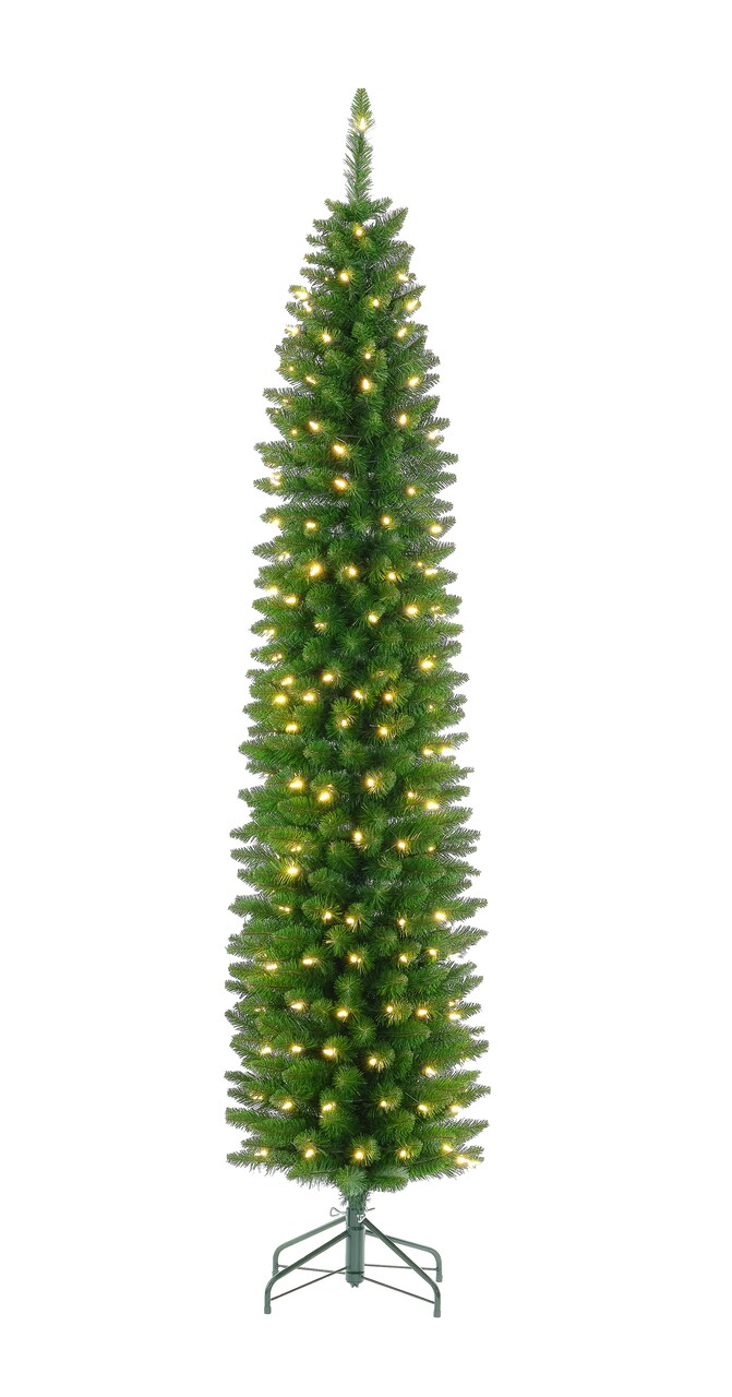 Slim Pencil Christmas Tree Prelit Clear LED - Artificial - HOLIDAY TREE